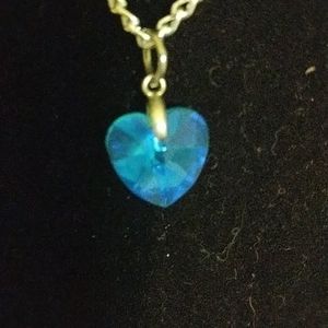 Turquoise Glass Heart on 18 inch chain